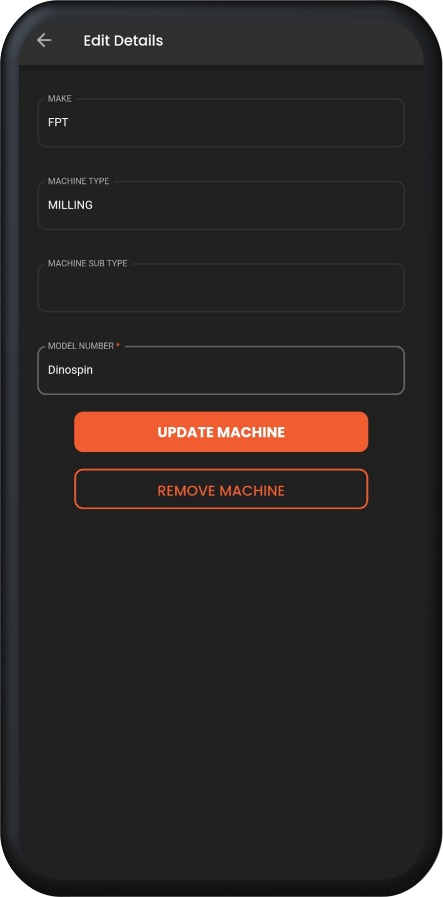Update Machines Details